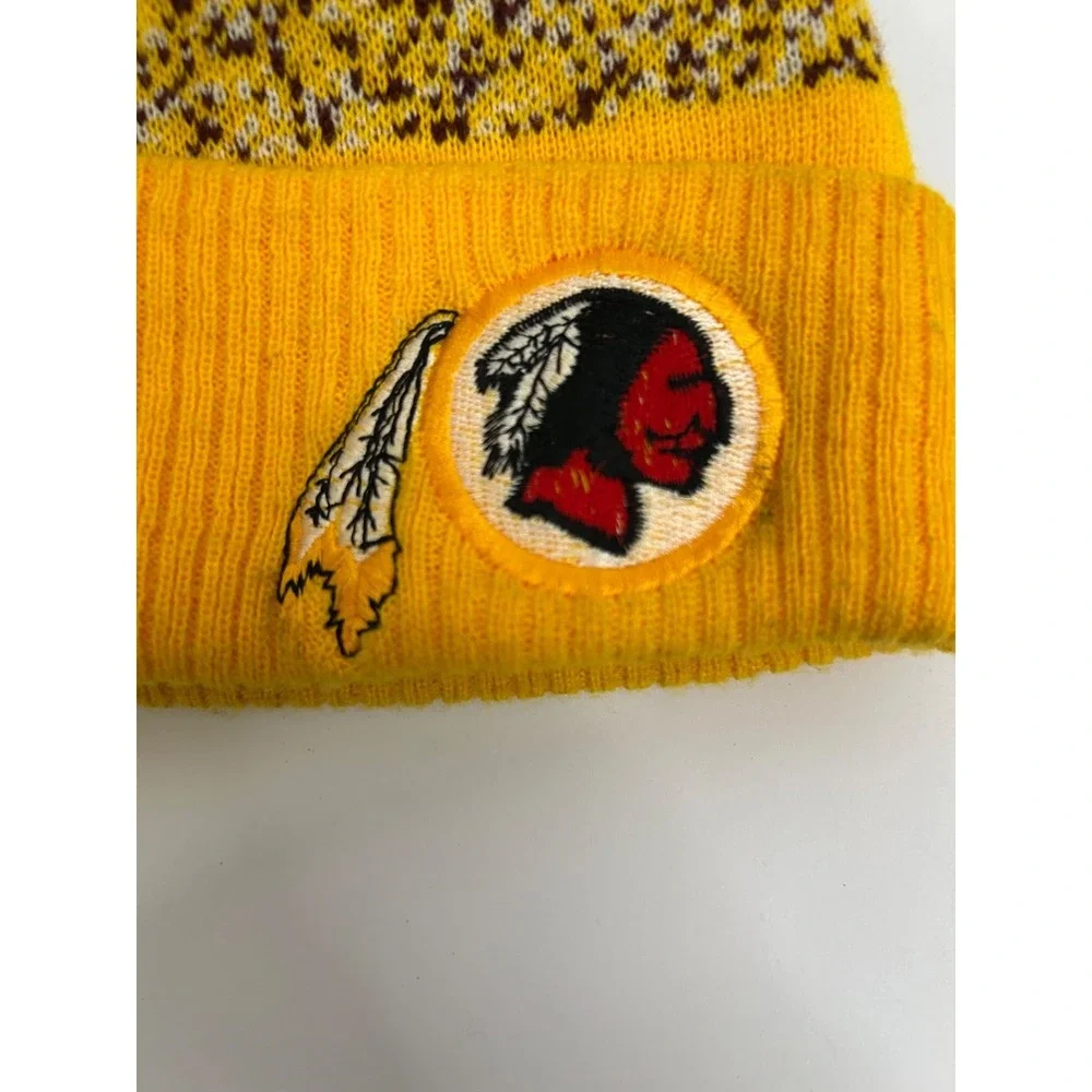 Washington Commanders Beanie Knit Pom Winter NFL Hat Gold With Logo